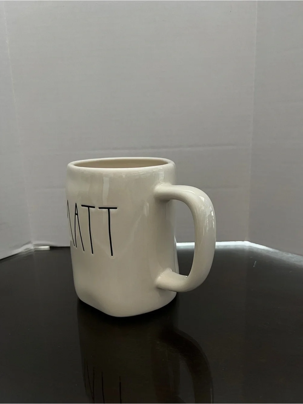 RAE DUNN MATT Mug By Magenta Dishwasher Safe Cream/Black Print